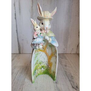 Rabbit mother child sencic picture Easter home decor figure